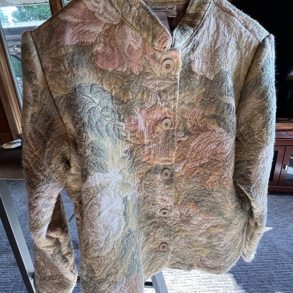 Coldwater Creek Multicolor Textured Tapestry Jacket